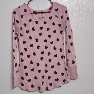 SizeLG pink heart print long sleeve shirt